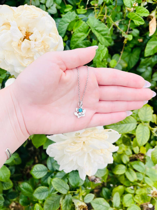 Engraved Paw Print Necklace, Custom Silver Charm Necklace, Engraved Necklace with Pet Name, Pet Memorial Necklace, Birthstone Dog Memorial