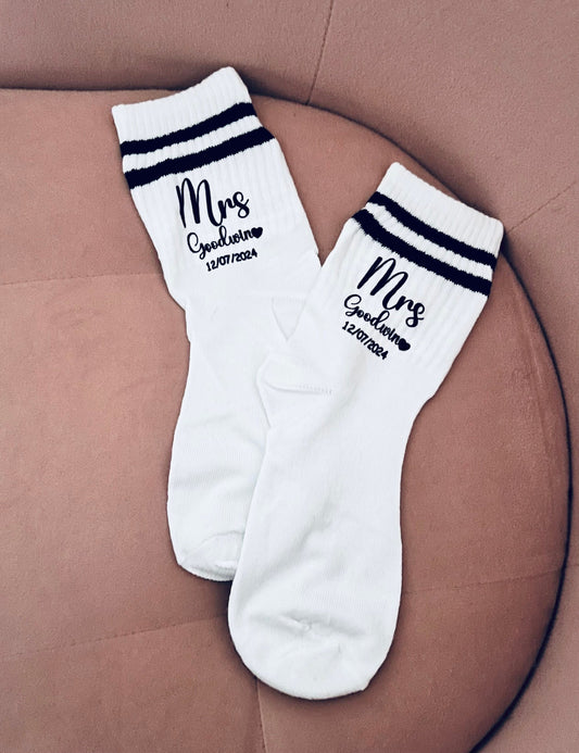 Bride Wedding Day Socks, Wifey Socks, Socks for Honeymoon, Hen, Bridal Party, Wedding Favour, Bachelorette, Team Bride, White Wedding Socks