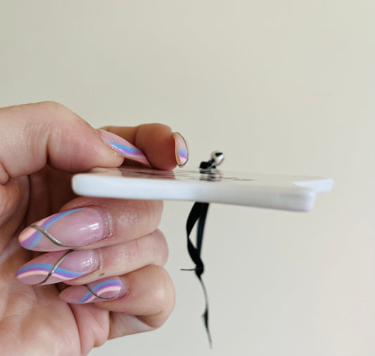 First Christmas As a Family of Three Ceramic Bauble, Personalised New Family Gift, First Xmas, Baby First Christmas Keepsake Gift, Tree