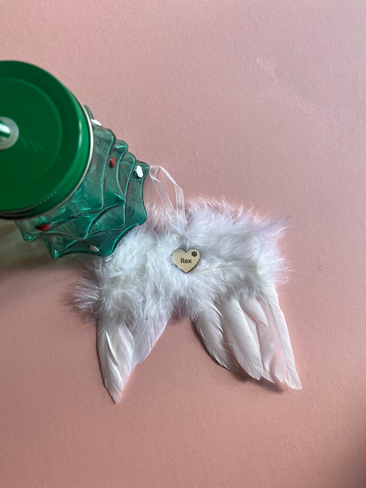 Personalised Memorial Feather Angel Wings Ornament for Xmas Tree