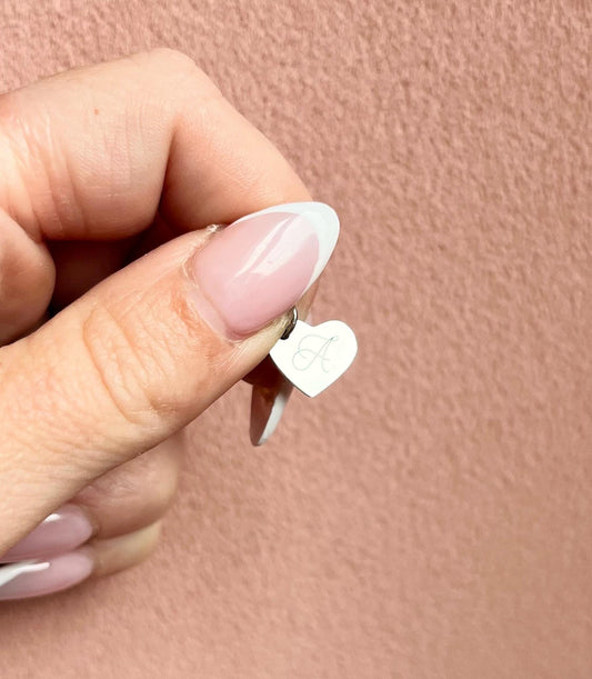 Engraved Initial Heart Charm, Stainless Steel Jewellery Charm with Name, Birthstone Initial Charm, Personalised Alphabet Charm, Letter Bead