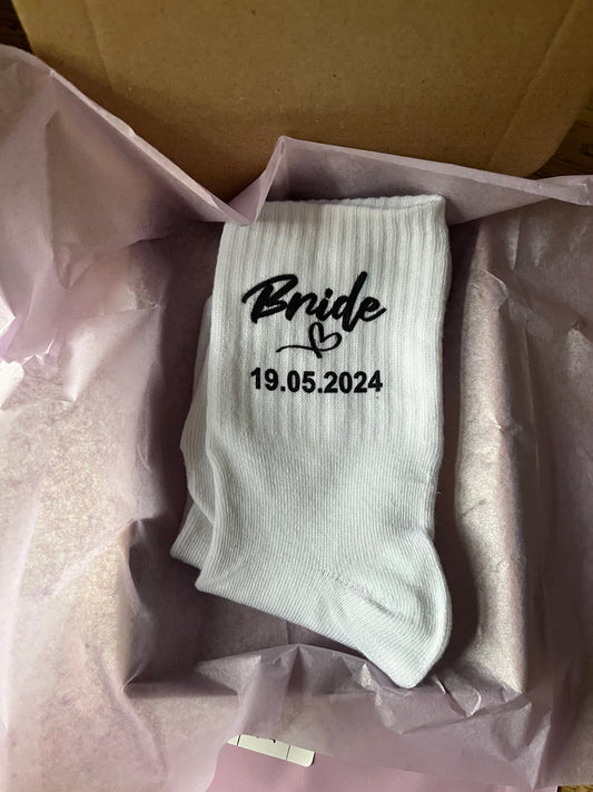 Bride White Wedding Day Socks, Socks for Wife, Bachelorette Party Bridal Gift, Bride to Be Socks, Bridal Party Socks, Bridesmaid Socks,