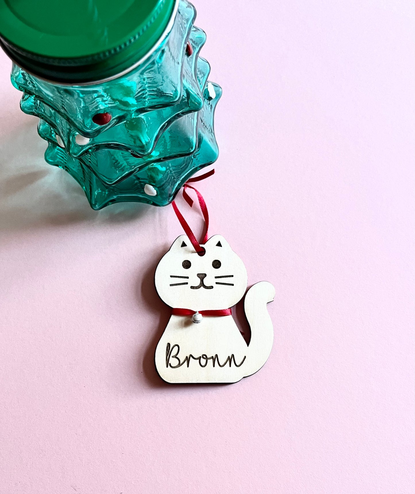 Personalised Cat Decoration with Name for Christmas Tree