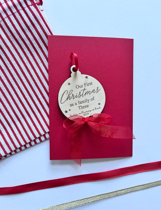 Personalised Wooden First Christmas as a Family of... Decoration