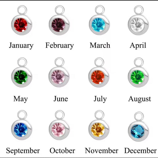 Engraved Birthstone Necklace with Name and age, Charm Necklace Personalised