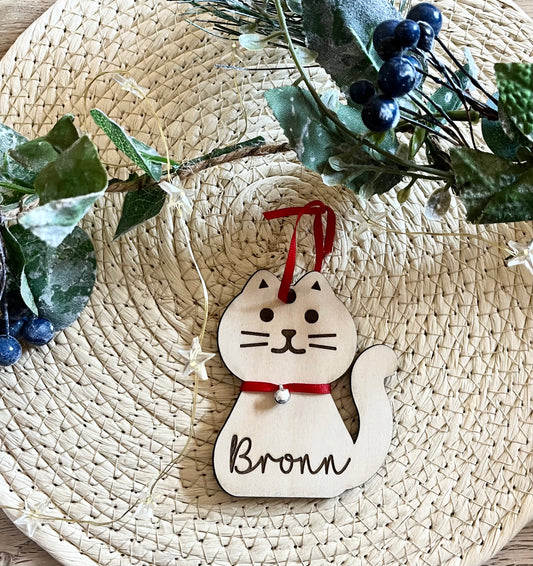 Personalised Cat Decoration with Name for Christmas Tree