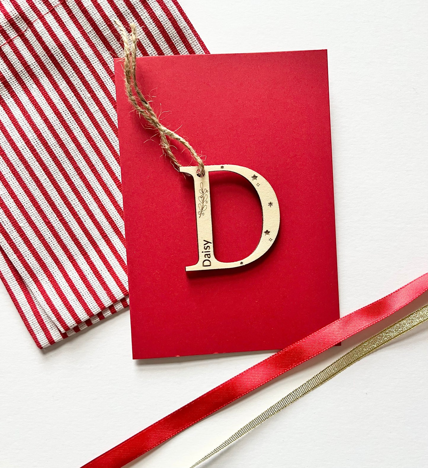 Personalised Wooden Initial Gift Tag with Name