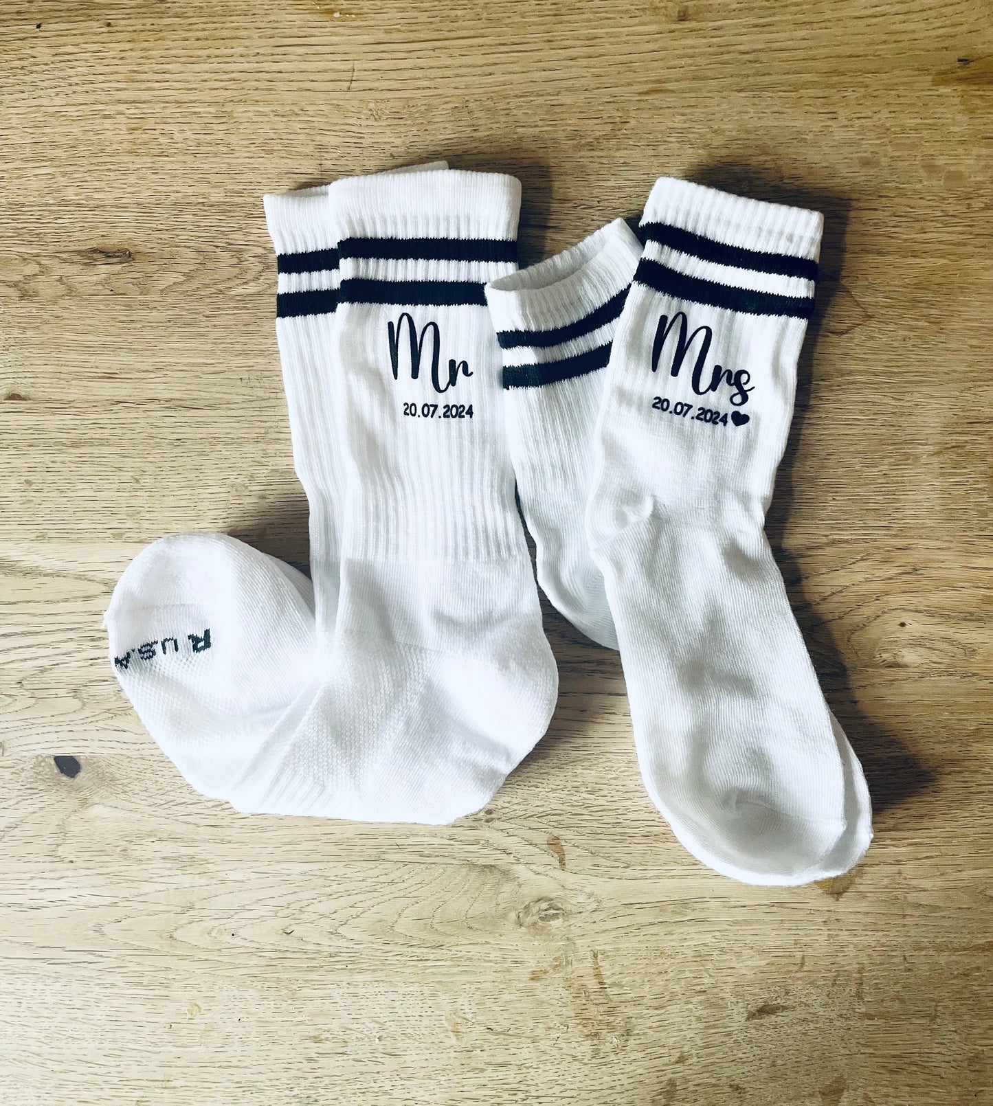 Mr and Mrs Matching Wedding Day Socks, Socks for Husband to be, Socks for Wife, Socks for Honeymoon, Bridal Party, White Wedding Socks,