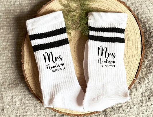 Bride Wedding Day Socks, Wifey Socks, Socks for Honeymoon, Hen, Bridal Party, Wedding Favour, Bachelorette, Team Bride, White Wedding Socks