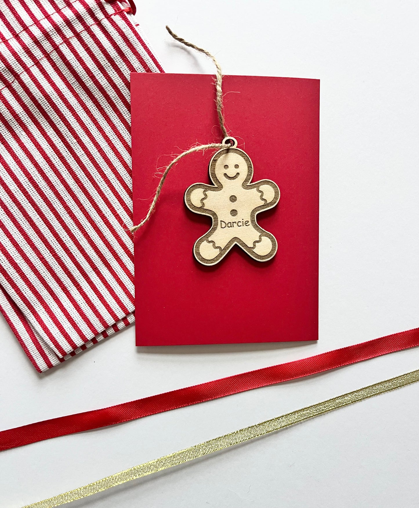 Personalised Wooden Initial Gingerbread Tag with Name