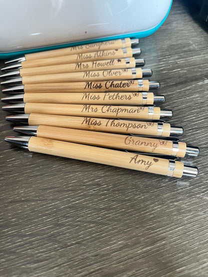 Teacher Gift Engraved Pen, Custom Bamboo Pen, Teachers name Pen, Personalised Pen for School, Pen for Graduation, Back to School Ballpoint