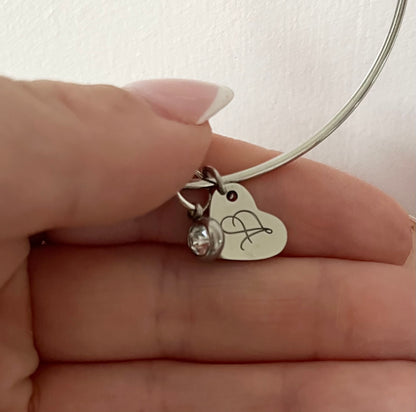 Engraved Initial Adjustable Bracelet, Custom Bracelet for Her, Personalised Jewellery, Stainless Steel Name Bracelet, Gift for Best Friend,