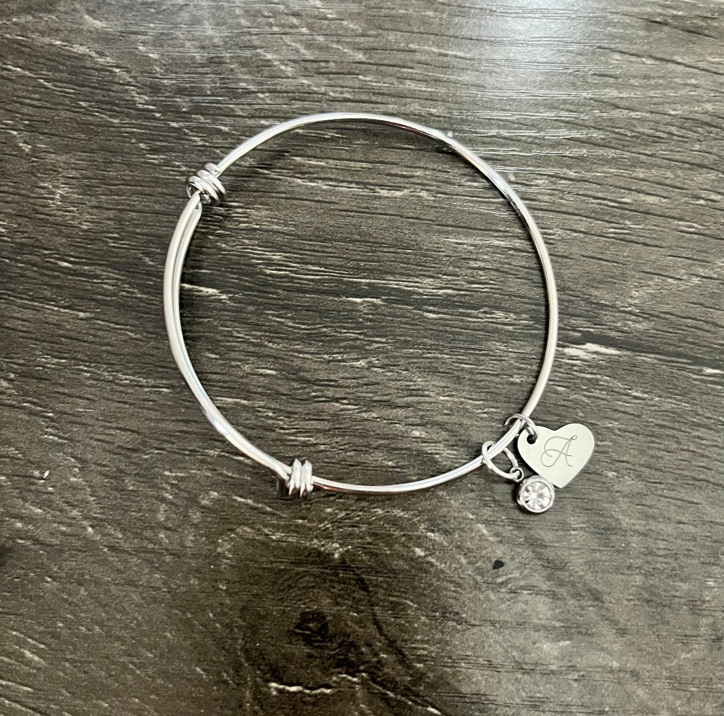 Engraved Initial Adjustable Bracelet, Custom Bracelet for Her, Personalised Jewellery, Stainless Steel Name Bracelet, Gift for Best Friend,