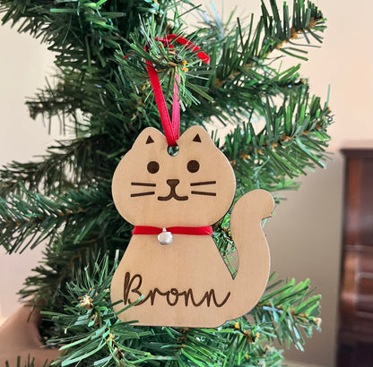 Personalised Cat Decoration with Name for Christmas Tree