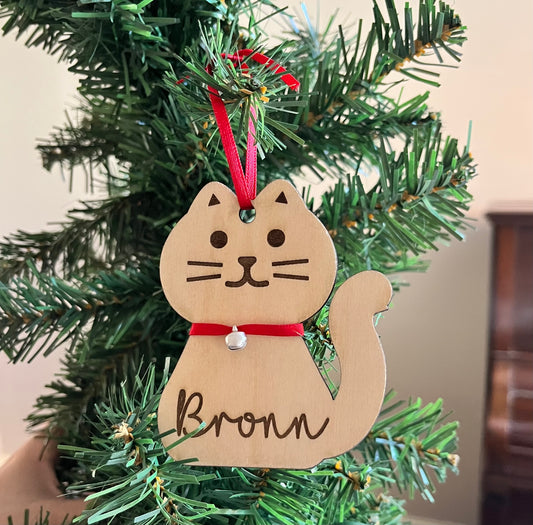 Personalised Cat Decoration with Name for Christmas Tree