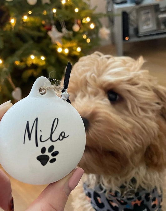 Personalised Pet Ceramic Bauble, Pet Christmas Bauble