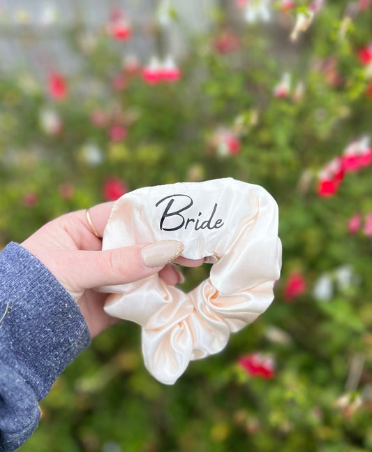 Bride to be Hair Scrunchie, Bride Squad Hair Accessory, Scrunchie to wear for Bachelorette, Hen Party, Bride Tribe Hair Band, Personalised