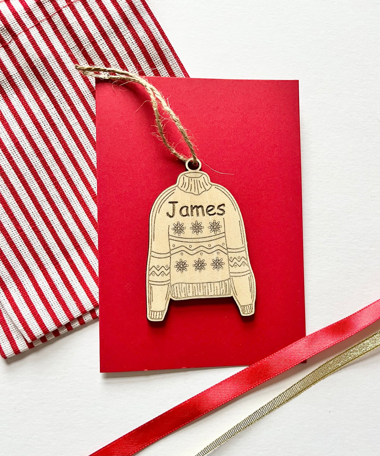 Personalised Wooden Christmas Jumper Decoration