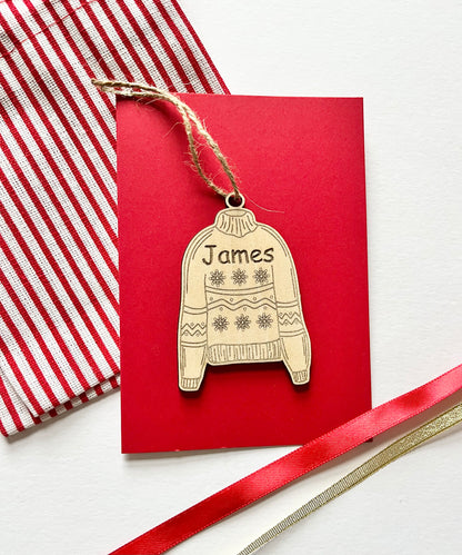 Personalised Wooden Christmas Jumper Decoration
