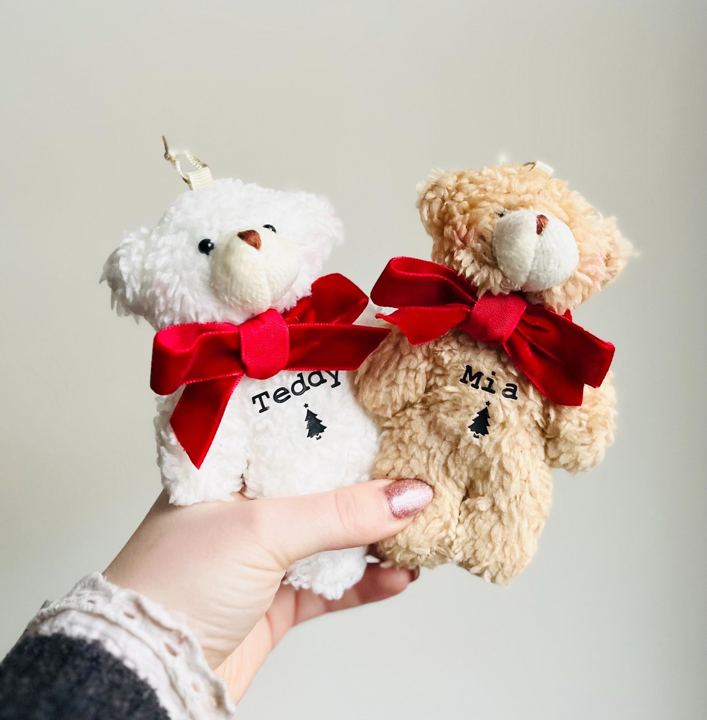 Christmas Teddy Personalised for Daughter or Son, First Christmas Decoration, Plush Custom Teddy Bear Ornament, Stocking Filler for Kids