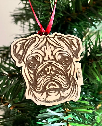 Engraved Dog Breed Xmas Ornament, Decoration for Tree Personalised with Name, Dog Gift for Pet Owner, Wooden Seasonal Bauble