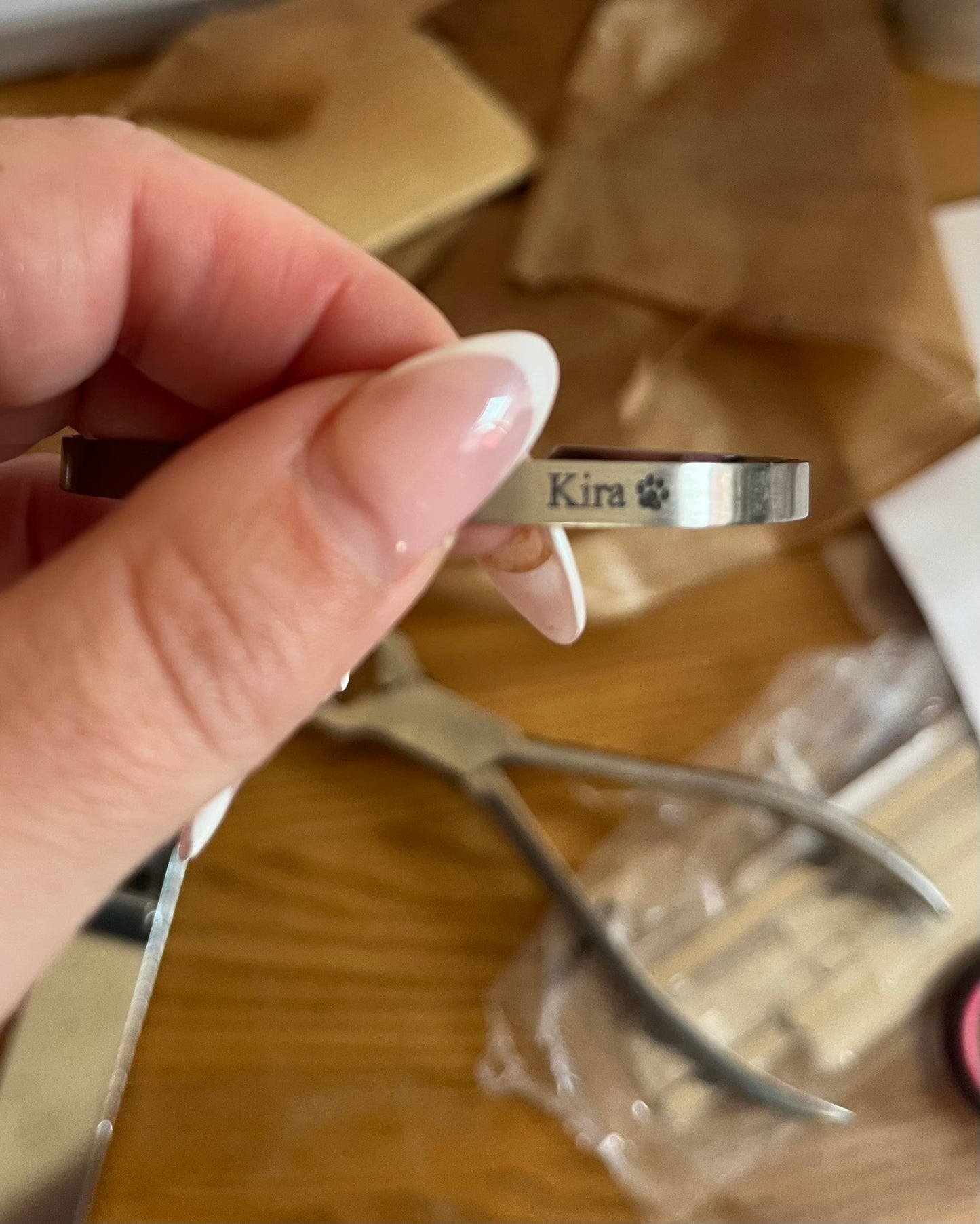 Engraved Custom Dog Name Bangle, Adjustable Cuff Bangle with Pet Name , Pet Memorial Bracelet, Bracelet with dog’s name, Dog paw bracelet