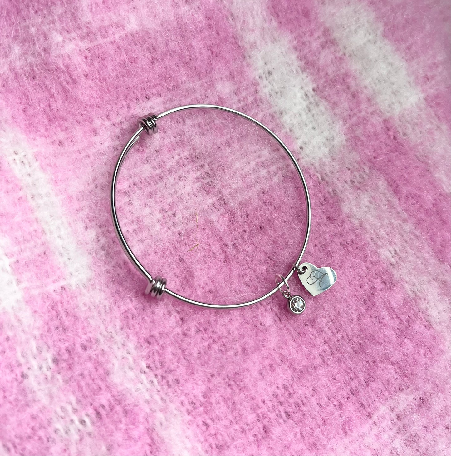 Engraved Initial Adjustable Bracelet, Custom Bracelet for Her, Personalised Jewellery, Stainless Steel Name Bracelet, Gift for Best Friend,