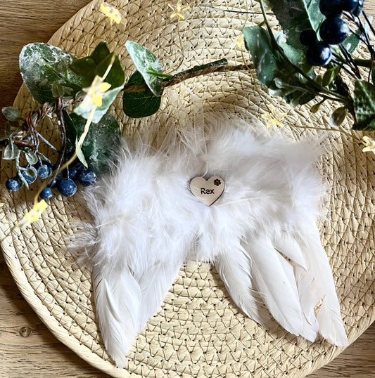 Personalised Memorial Feather Angel Wings Ornament for Xmas Tree