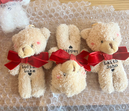 Christmas Teddy Personalised for Daughter or Son, First Christmas Decoration, Plush Custom Teddy Bear Ornament, Stocking Filler for Kids