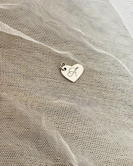 Engraved Initial Heart Charm, Stainless Steel Jewellery Charm with Name, Birthstone Initial Charm, Personalised Alphabet Charm, Letter Bead