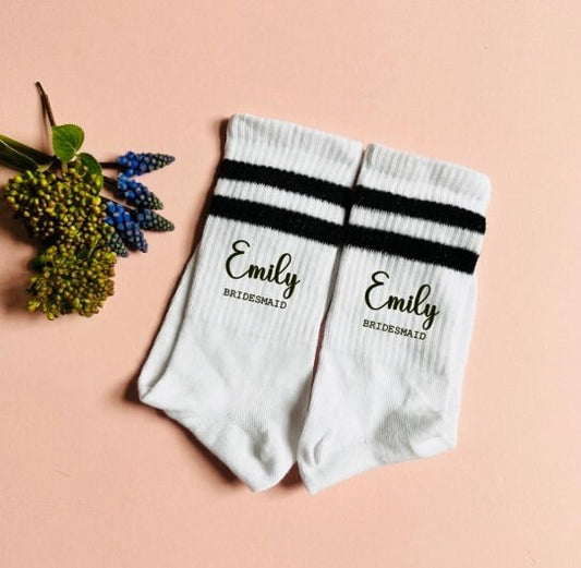 Bridesmaid Proposal Wedding Day Socks Gift from Bride, Bachelorette Party Favour, Gym Style Hen Party Attire, Wedding Accessories, Custom