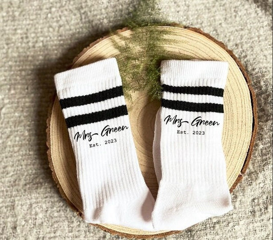 Bride New Mrs Wedding Day Socks, Honeymoon Socks, Hen, Bridal Party, Wedding Favour, Bachelorette, Team Bride, Bridesmaid, Socks for Bride